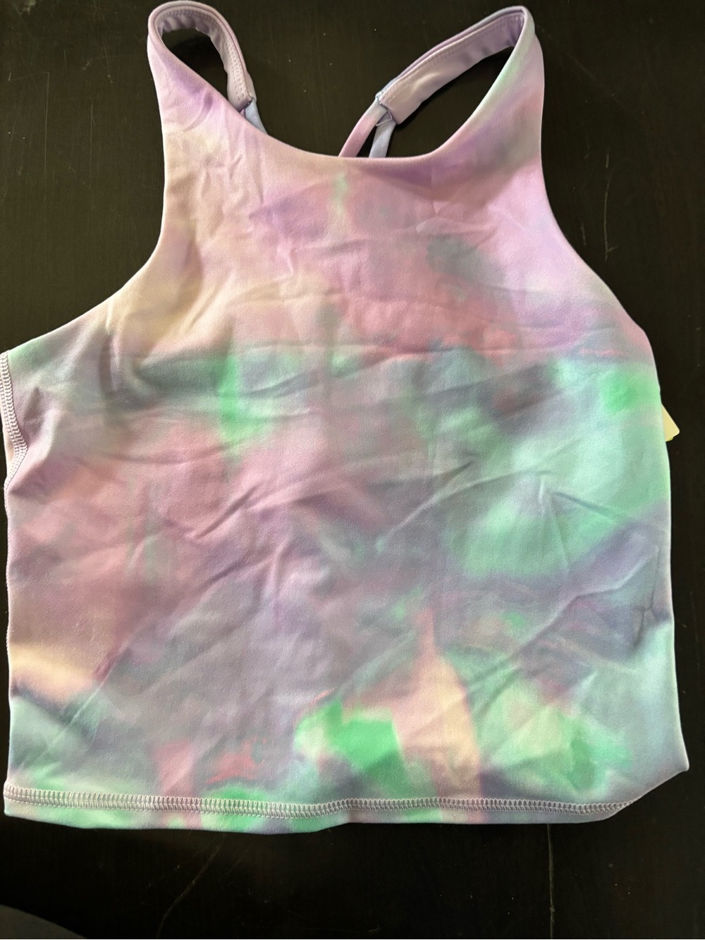 Target Girls Purple Tie-Dye Tank Top with Green Accents Cropped